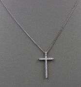 18kt White gold diamond cross pendant on chain