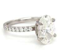 14kt White gold 3.15ct oval lab grown diamond in micro pave ring