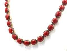 Fantastique 42.50CTW Oval Cabochon-Cut Corals & 3.75CTW Diamond Necklace in 14K Yellow Gold Over Ste