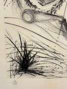 Rare Salvador Dali Pencil Signed Etching on Parchment Paper from 'Roi je t'attends à Babylone' suite