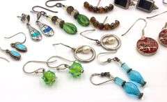 Lot of Vintage 925 sterling silver gemstone earrings