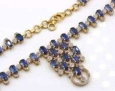 Fantastic 28.57CTW Oval Emerald-Cut Kyanite & 2.75CTW Diamond Necklace in 14K Yellow Gold Over Sterl