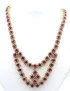 Jaw Dropping 47.95CTW Round Faceted Ruby & 8.65CTW Diamond Necklace in 14K Yellow Gold Over Sterling