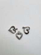 3 Very Nice group lot of 14k white gold heart pendents with diamond