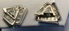 14K White Gold Emerald Cut Diamond Cluster Earring