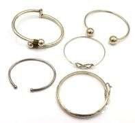 Vintage 925 sterling silver group lot of 5 cuff bangles