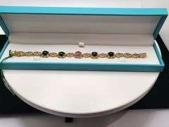Elegant over 6.0ct Natural tourmaline with 1.5 ct diamond Bracelet-  in Sterling Silver – Size 7