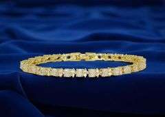 18 Kt Yellow Gold Plated 7.25 Ctw Lab Simulated Diamond Tennis Bracelet