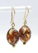 Double Murano glass necklace and earrings in 14kt yellow gold