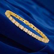 18 Kt Yellow Gold Plated 7.25 Ctw Lab Simulated Diamond Tennis Bracelet