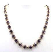 Darling 22.00CTW Oval Emerald Cut Blue Sapphire & 6.00CTW Diamond Tennis Necklace in 14K Yellow Gold