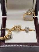 4 rings, Absolutely gorgeous 14k yellow gold and diamond cluster rings