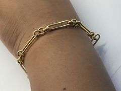 14K Yellow Gold Vintage Paper clip Link Bracelet