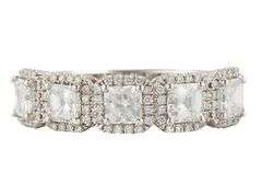 0.99ctw Asscher Radiant and Round Diamond Frame Five Stone Band Ring in 18K