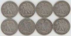 Nice mostly XF lot of 8 better Walking Liberty Half Dollars 1934-D to 1937-S