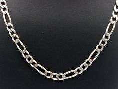 Italian 925 sterling silver Figaro chain necklace
