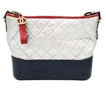 Chanel Gabrielle Quilted Metallic Aged Calfskin Hobo Bag