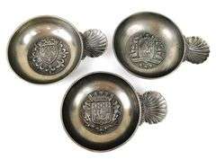 3 French Pewter Sommelier Wine Tasting Cups