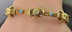 Lovely Vintage 14K Yellow Gold Bangle with Turquoise