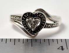Diamond Chip Heart Ring with Accents in Sterling Silver