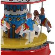 Retro Metal Wind-Up Merry-Go-Round Carousel
