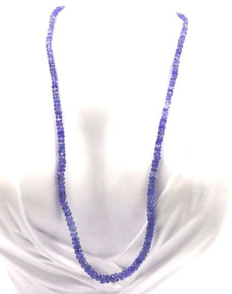 Tanzanite bead necklace with sterling silver clasp