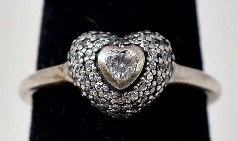 Sterling Silver CZ Gemstone Heart Ring