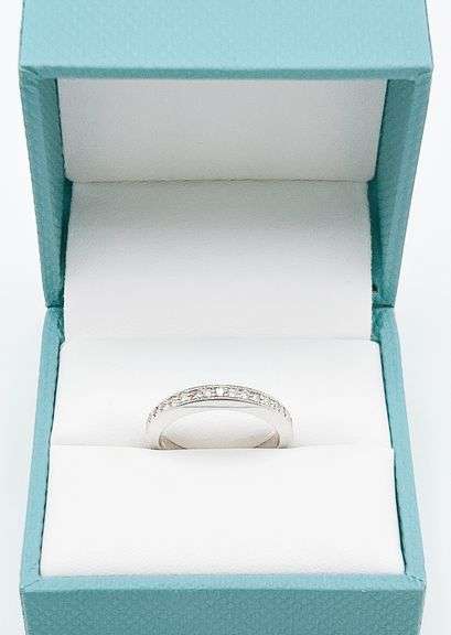 14kt Solid White Gold Diamond Band