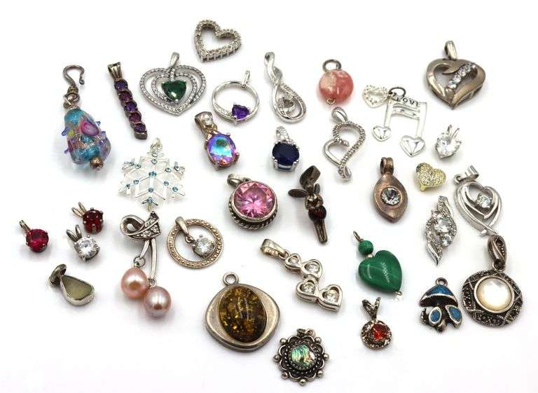 Group lot of Vintage 925 sterling silver pendants