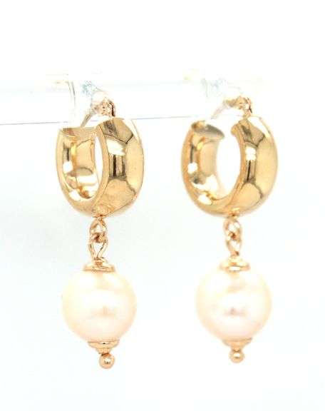 14kt Yellow gold pearl drop earrings