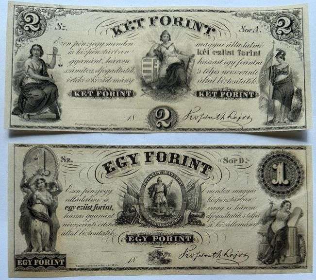 $1 $2 CH CU Ket Forint Hungarian Bank NY Note