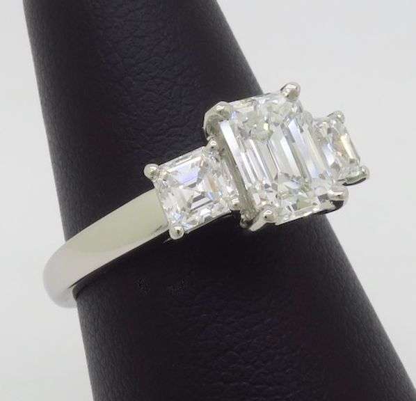 Platinum Martin Flyer Three Stone 2.21CTW Diamond Ring