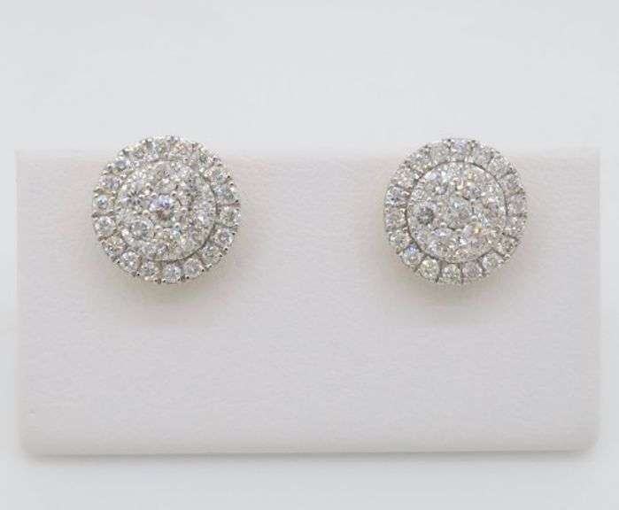 1.10CTW Diamond Cluster Stud Earrings