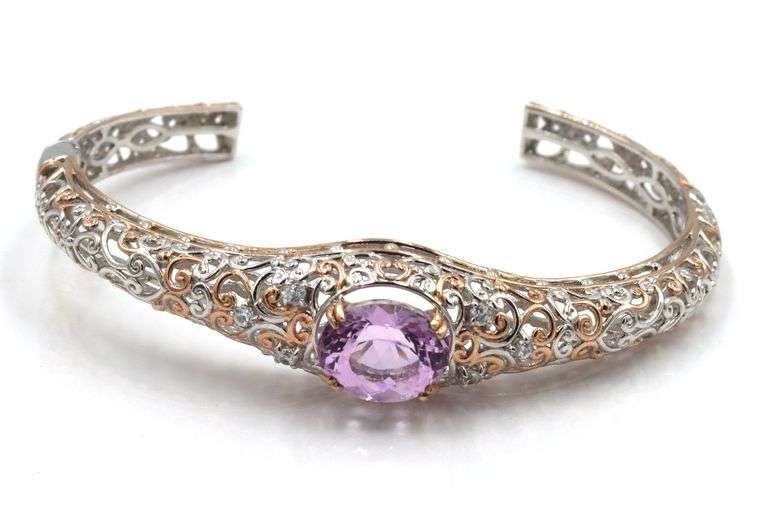 Gems En Voque 925 sterling silver Kunzite Cuff Bracelet