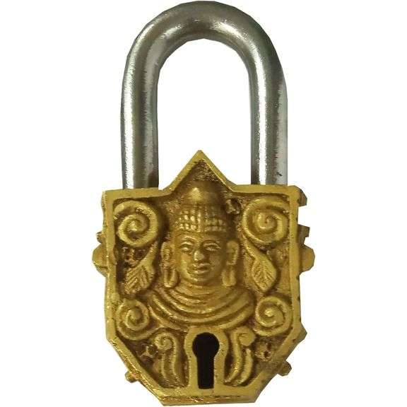 Brass Lord Buddha Padlock Vintage Design