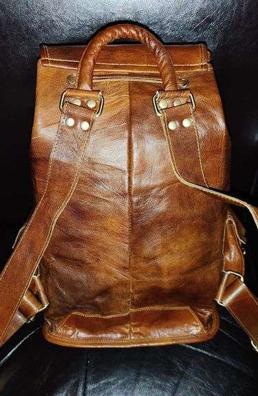 21" Brown Leather Backpack