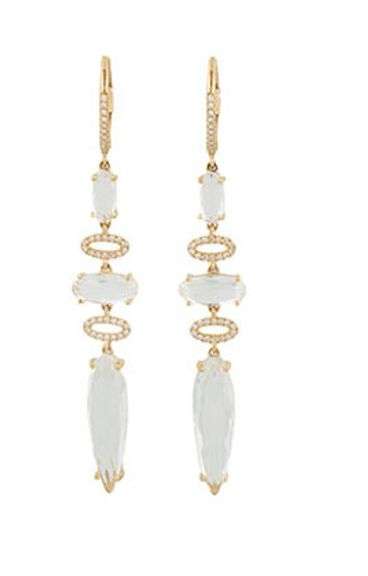 New Doves by Doron Paloma White Topaz and 0.16ctw Diamond Dangle Earrings in 14K