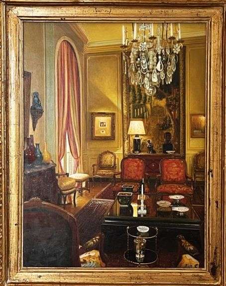 Original Framed Painting of Classic Elegant Traditional Home by Siu Ho Lee
