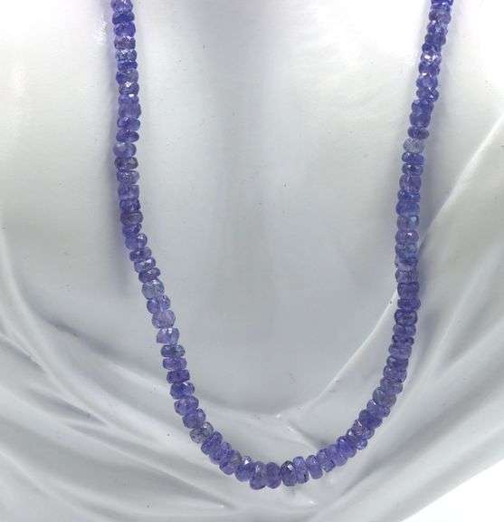 Tanzanite bead necklace with sterling silver clasp