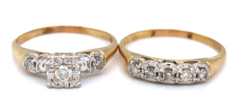 14kt Yellow gold diamond wedding set