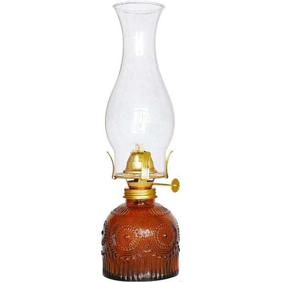 Set of 2 Clear Glass Oil Lamps