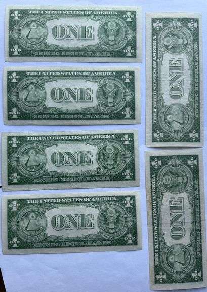 Six 1935 D Narrow Margins $1 Silver Certificates