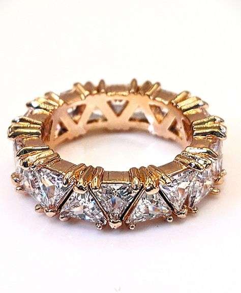 Dazzling 14 Kt Yellow Gold Plate 11.6 Cttw Simulated Diamond Ring
