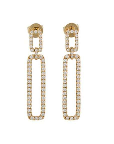 New 0.68ctw Diamond Geometric Rectangle Dangle Earrings in 14K