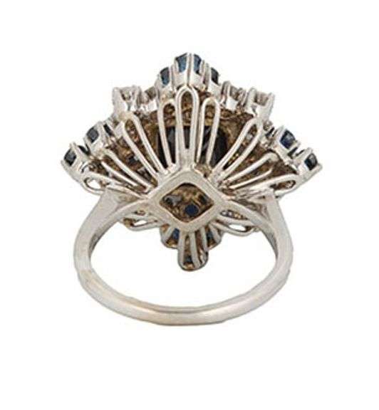 7.00ctw Radiant and Round Sapphire and 1.00ctw Diamond Statement Ring in 14K
