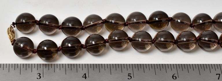 Marvelous Smokey Quartz Gemstone Necklace with a 14K Yellow Gold Clasp