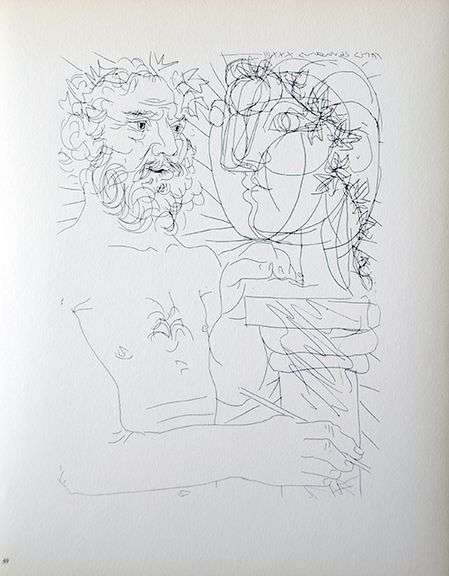 PABLO PICASSO, SCULPTOR EXAMINING SCULPTED HEAD