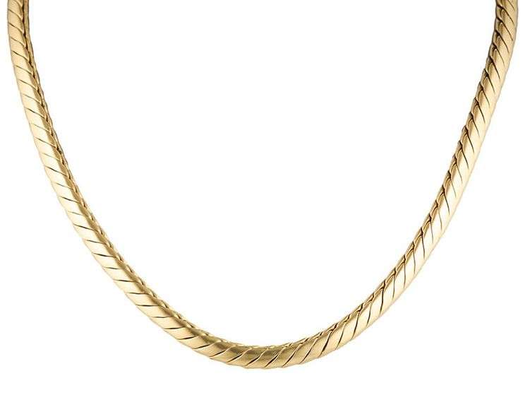 Polished 5.0MM Half Round Link Necklace in 18K