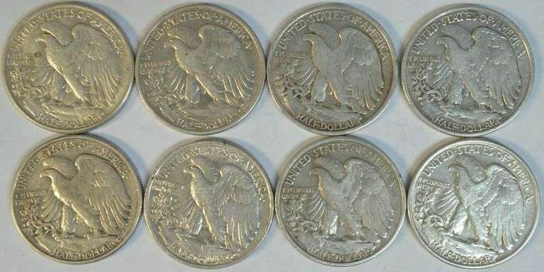 8 Nicer assorted Walking Liberty Half Dollars from the 1940's