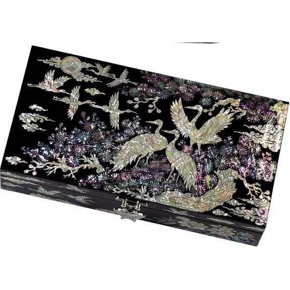 Mother of Pearl Crane Jewelry Box